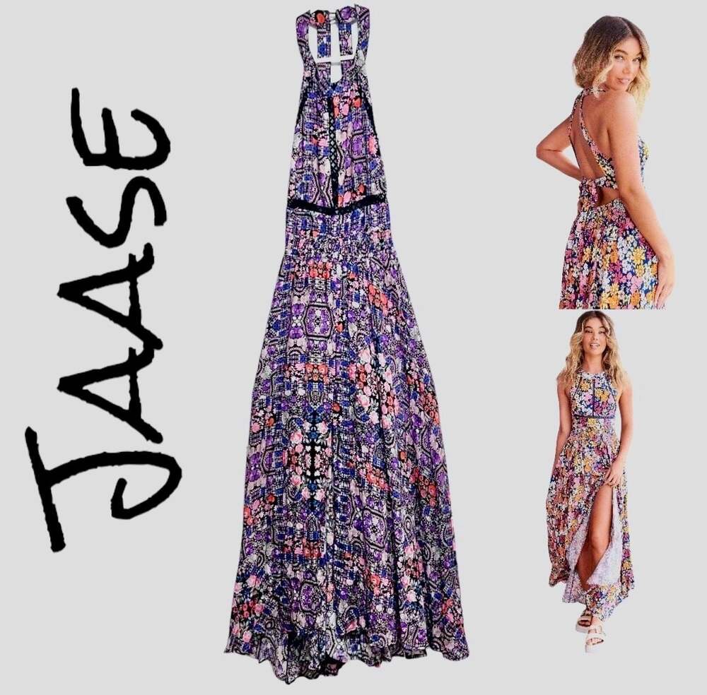 Boho Patchwork Floral Maxi | Open Back Cutout Festival Cottagecore Hippie Chic